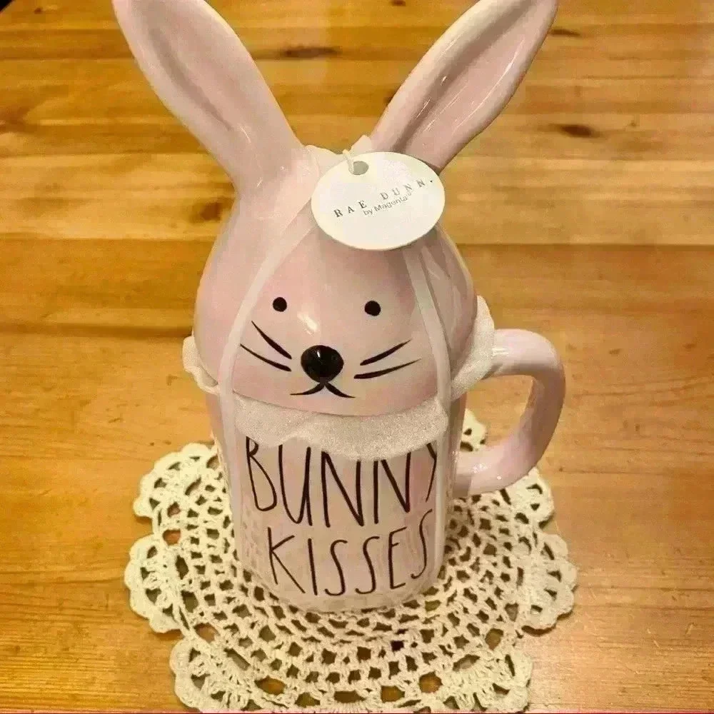 Rae Dunn Bunny Kisses Mug with lid